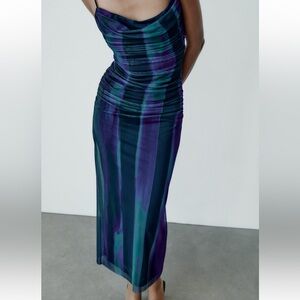 Zara print dress with tulle